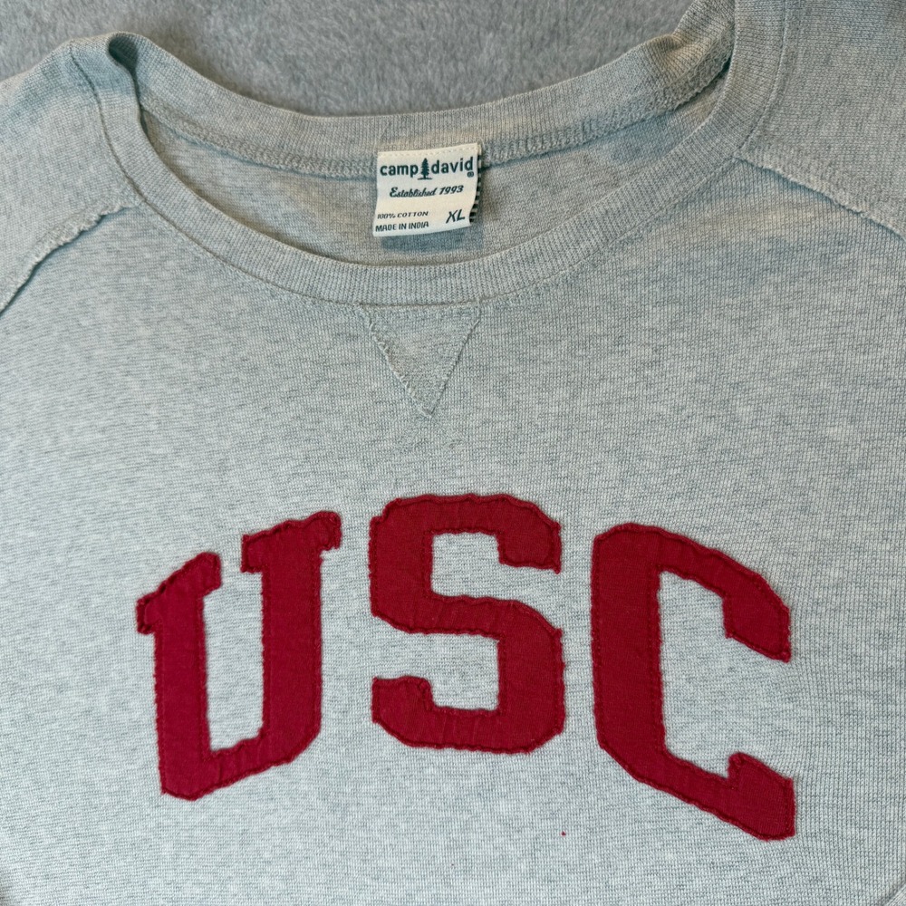 Camp David Sweatshirt Women XL Grey USC Applique Collegiate Raglan Sleeve